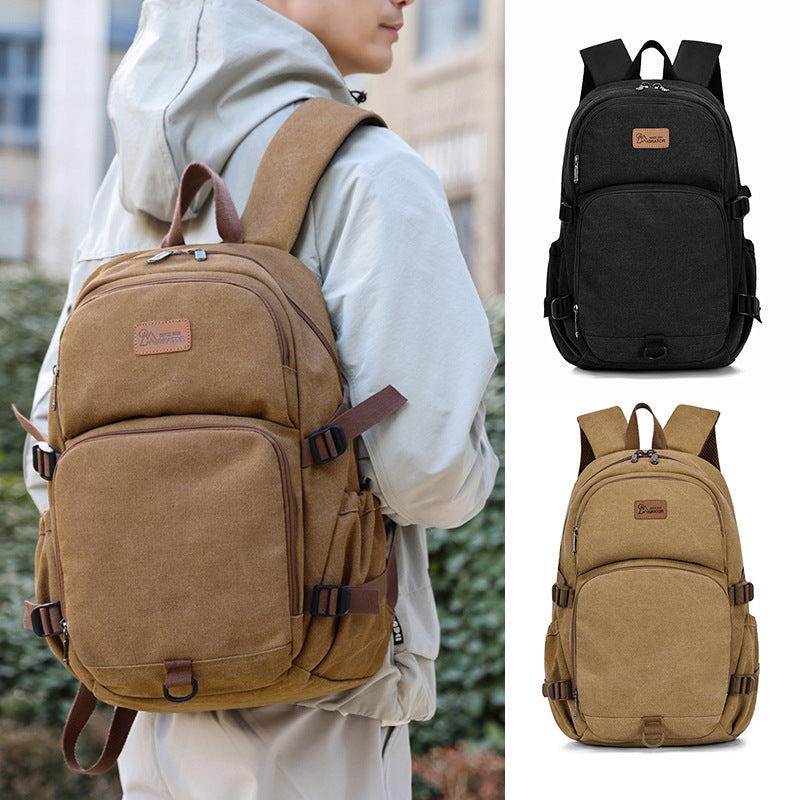 Men's Canvas Simple Daily Shopping Large Capacity Backpacks