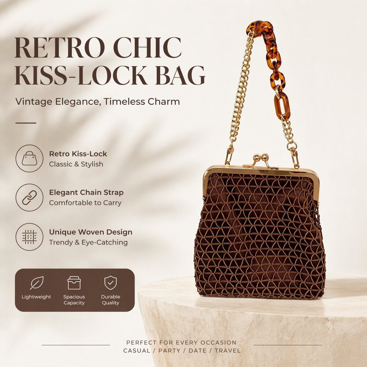 Fishnet Silk Clip With Acrylic Portable Female Dinner Bag