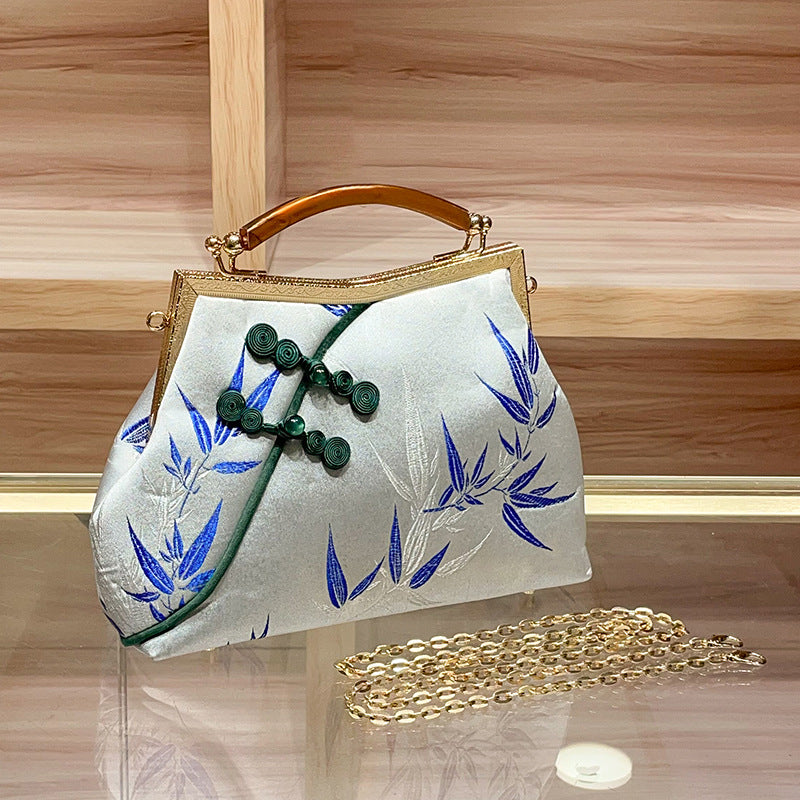 Women's Chinese Satin Pattern Chain National Fashion Coin Purses