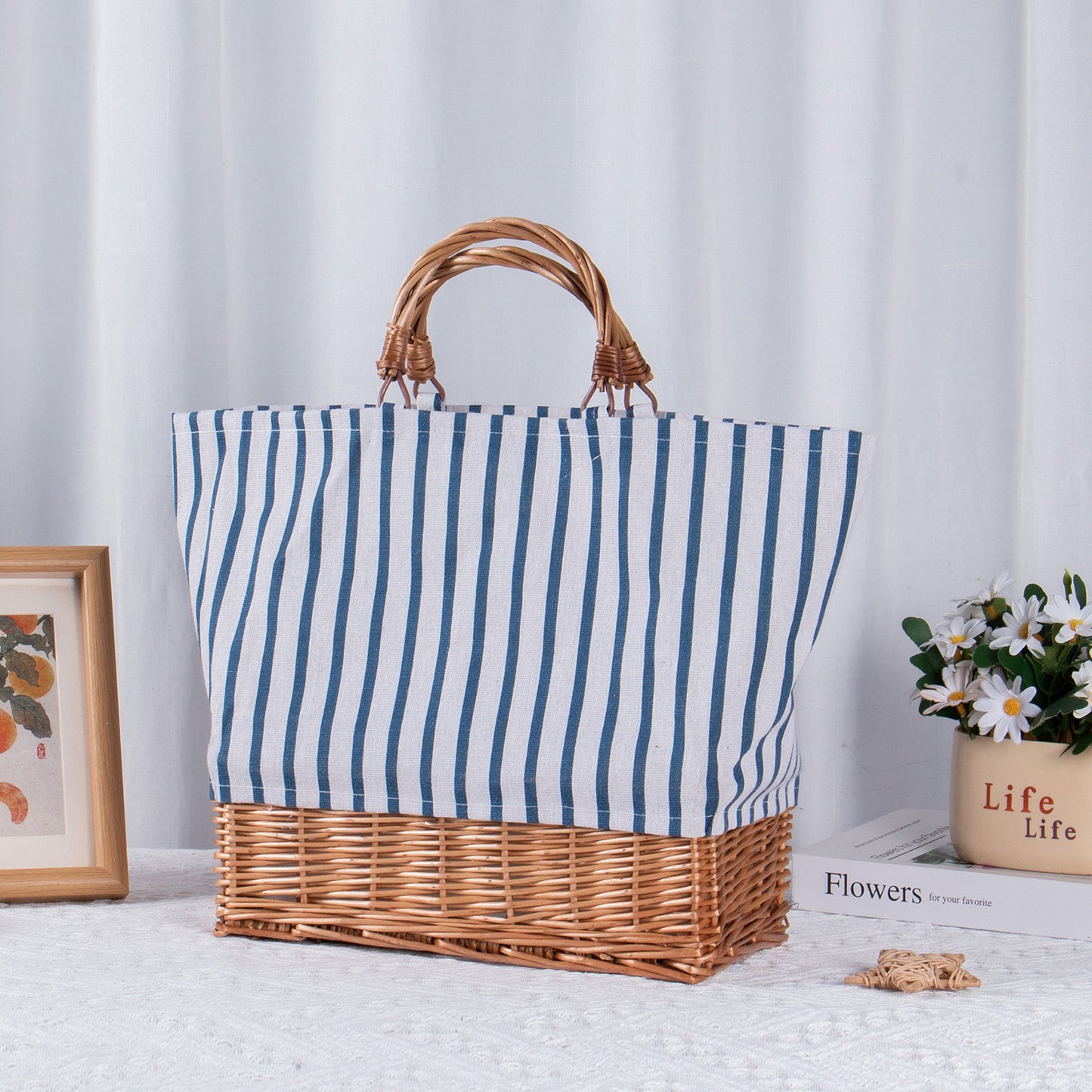 Wind Canvas Woven Stitching Fashion Portable Storage Women's Shoulder Bag