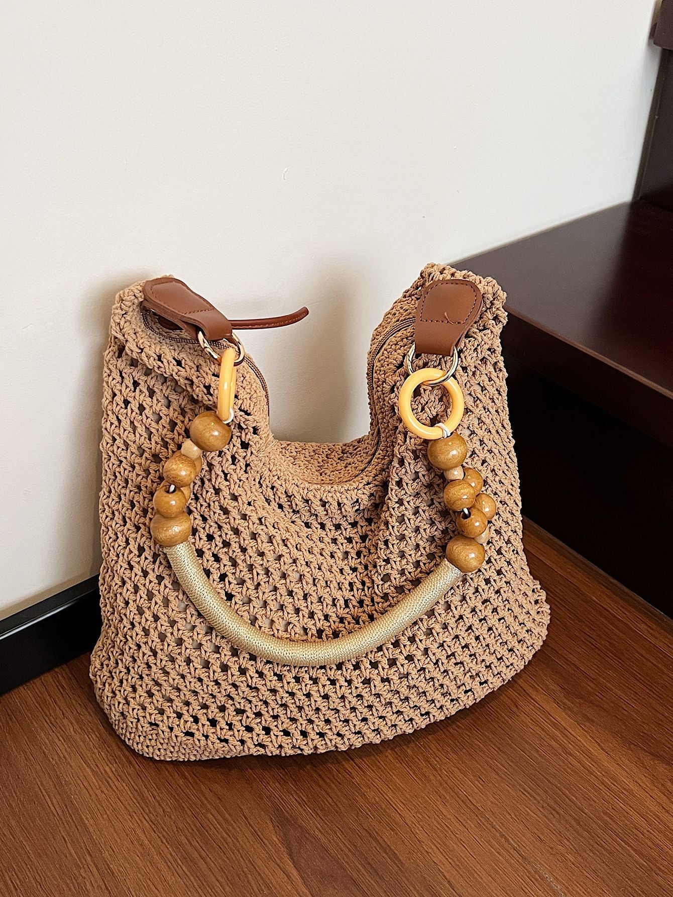 Women's Vacation Style Woven Knitted Hollow Fashion Women's Shoulder Bag