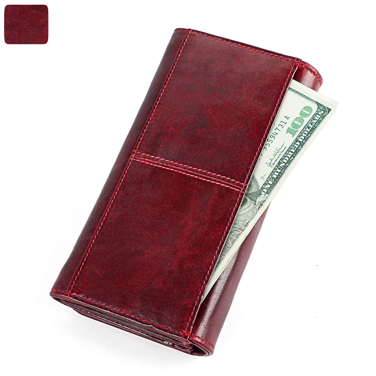 Women's Long Leather Retro First Layer Cowhide Ladies Wallet