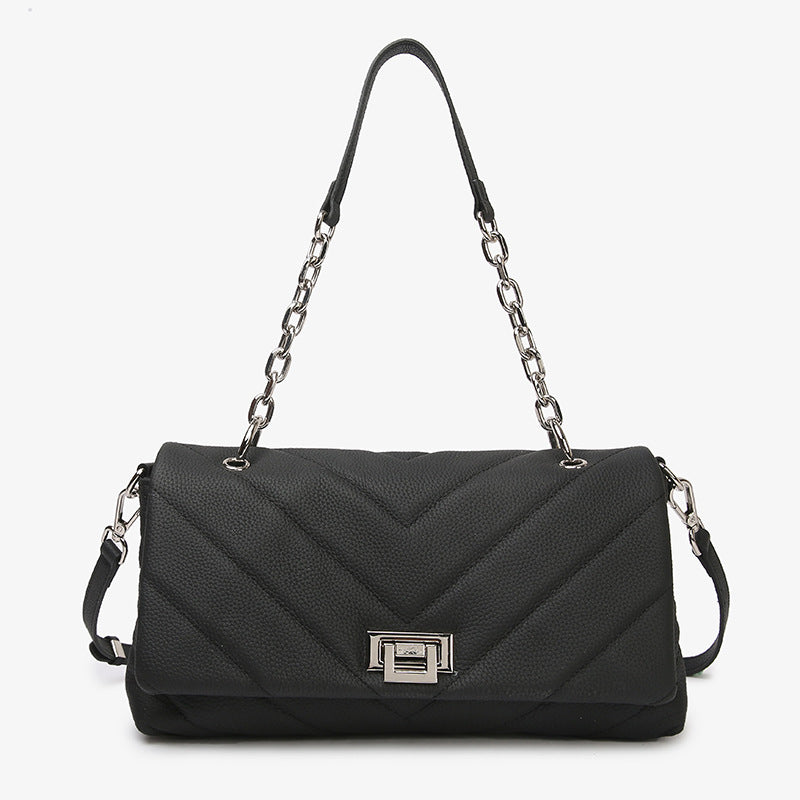 First Layer Cowhide Classic Style Rhombic Chain Bags