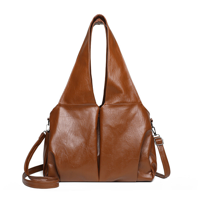 Women's Large Capacity Fashion Simple Retro Solid Shoulder Bags