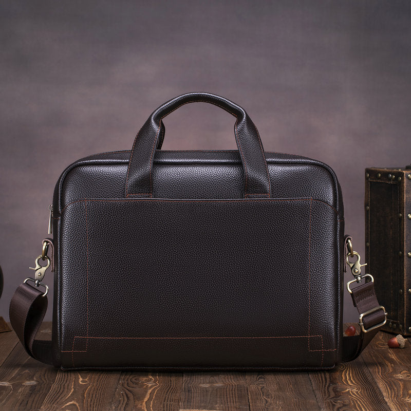 Men's Business Leather First Layer Cowhide Portable Laptop Bag