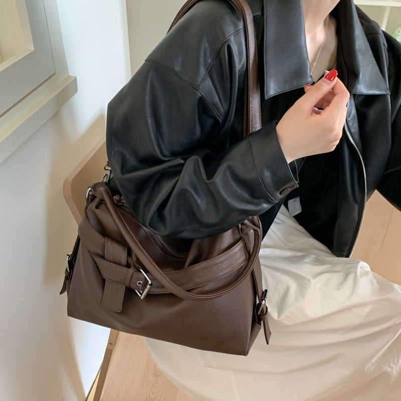 Retro Large Capacity Soft Leather Design Tote Bag