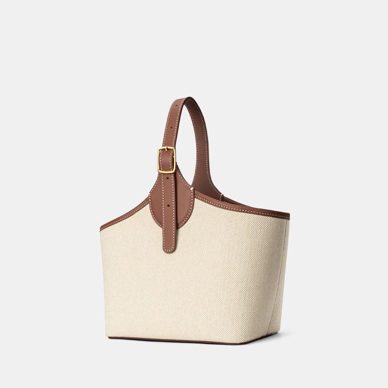 High Version Calfskin Linen Vegetable Basket Women's Handbag