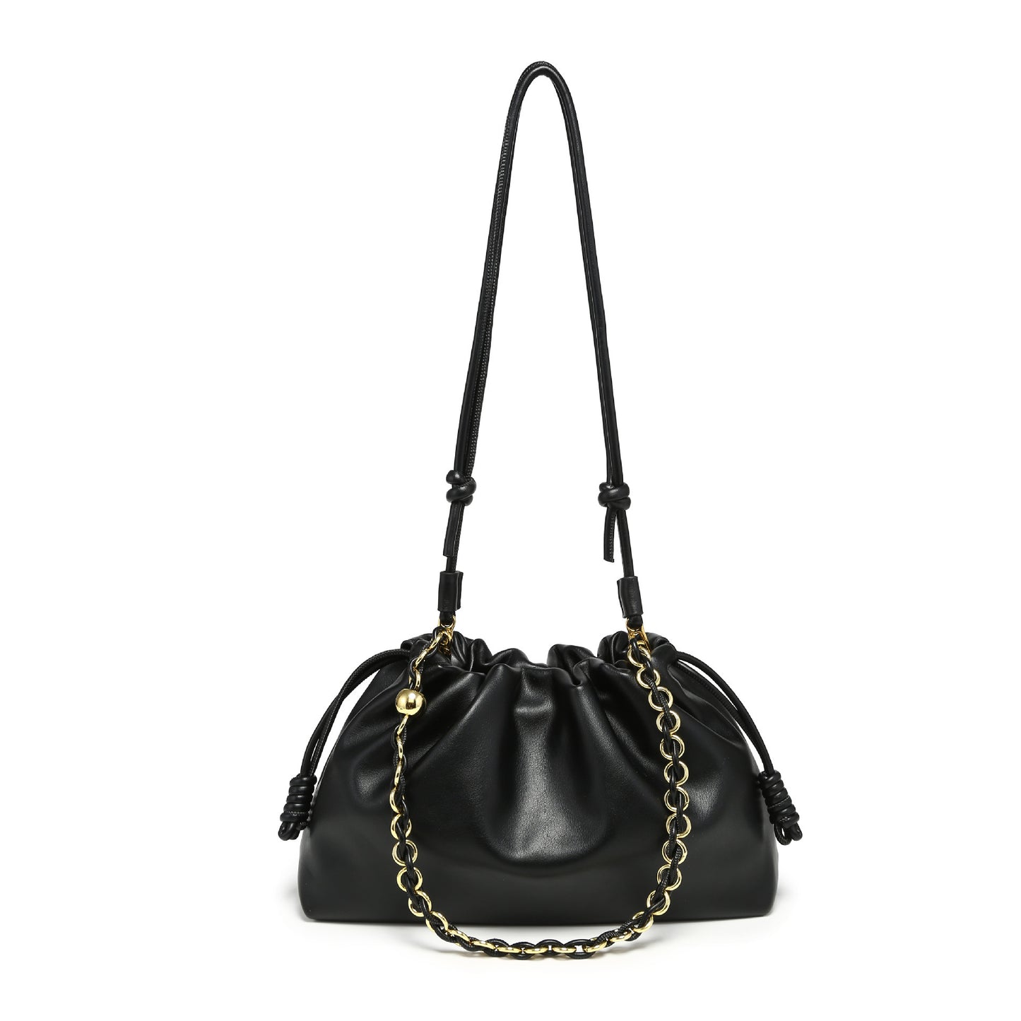 Lucky Pleated Drawstring Dumpling Shape Chain Women's Shoulder Bag