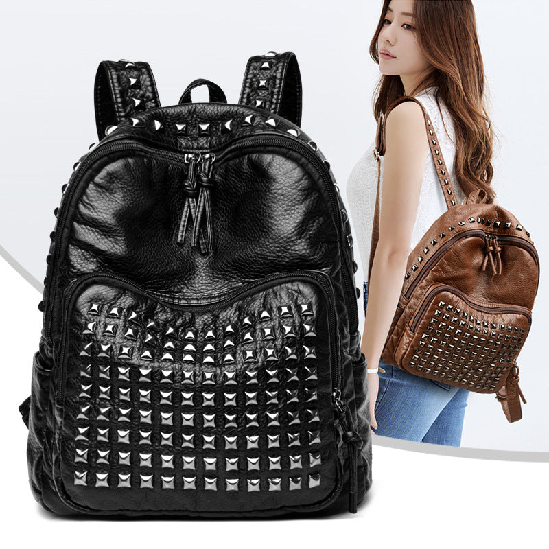 Computer Large Capacity Trendy Rivet Punk Leisure Backpack