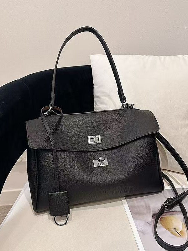 Women's Textured Lychee Pattern Soft Leather Large Bags