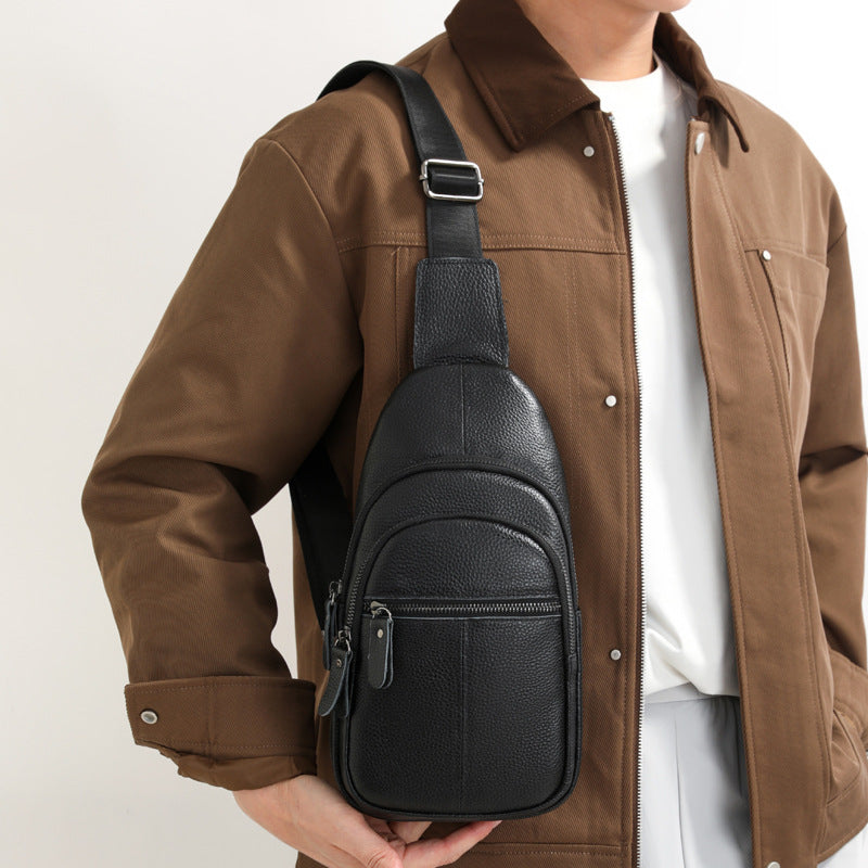 Men's Leather Retro Easy Matching First Layer Soft Men's Chest Bag