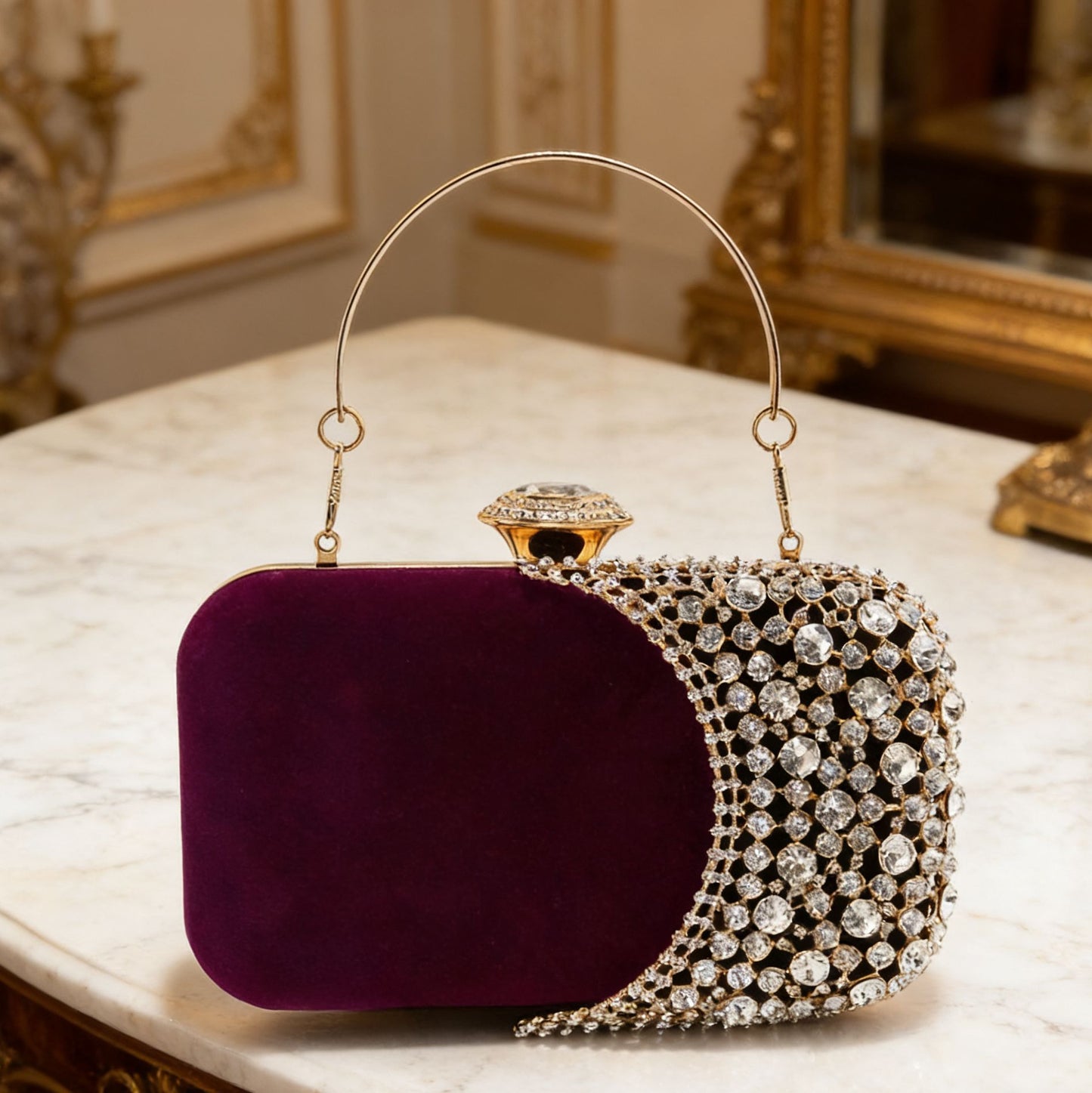Women's Fashion Box Veet Banquet Clutch Chain Dinner Bag