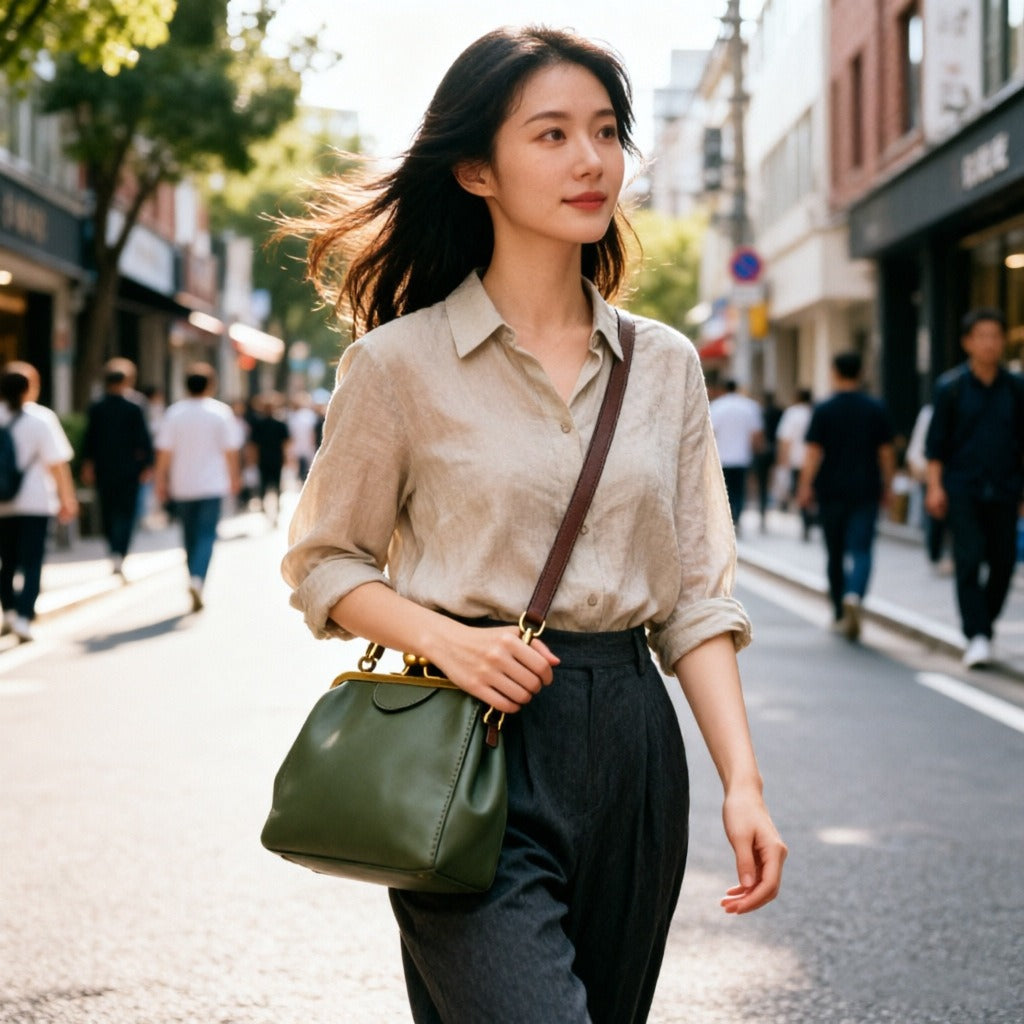 Women's Shell Mobile Many Compartments Clip Retro Women's Messenger Bag