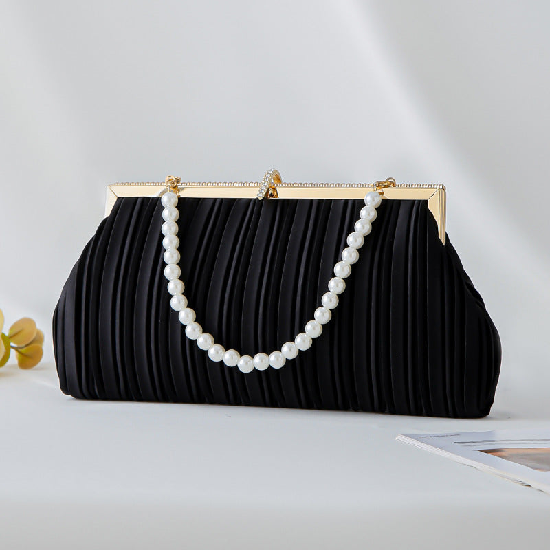Fashion Pleated Clutch Elegant Pearl Dress Bags