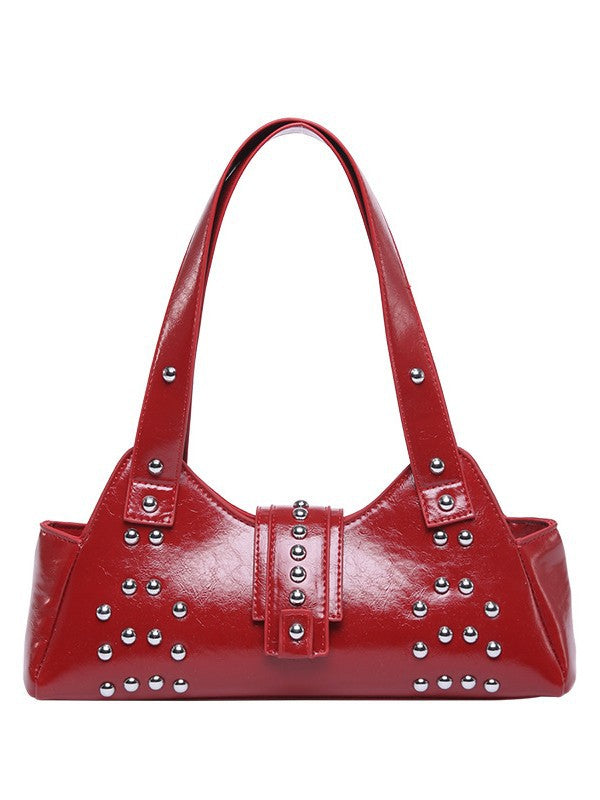 Street Punk Oil Wax Leather Underarm Hot Women's Shoulder Bag