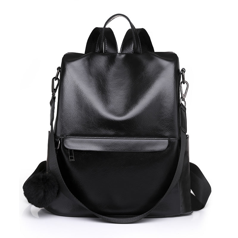 Women's Korean Street Fashion Individual Soft Leather Universal Backpack