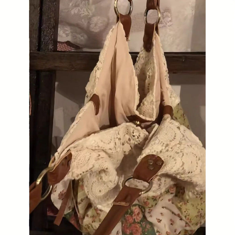 Mori Style Vintage Floral Stitching Cloth Bags