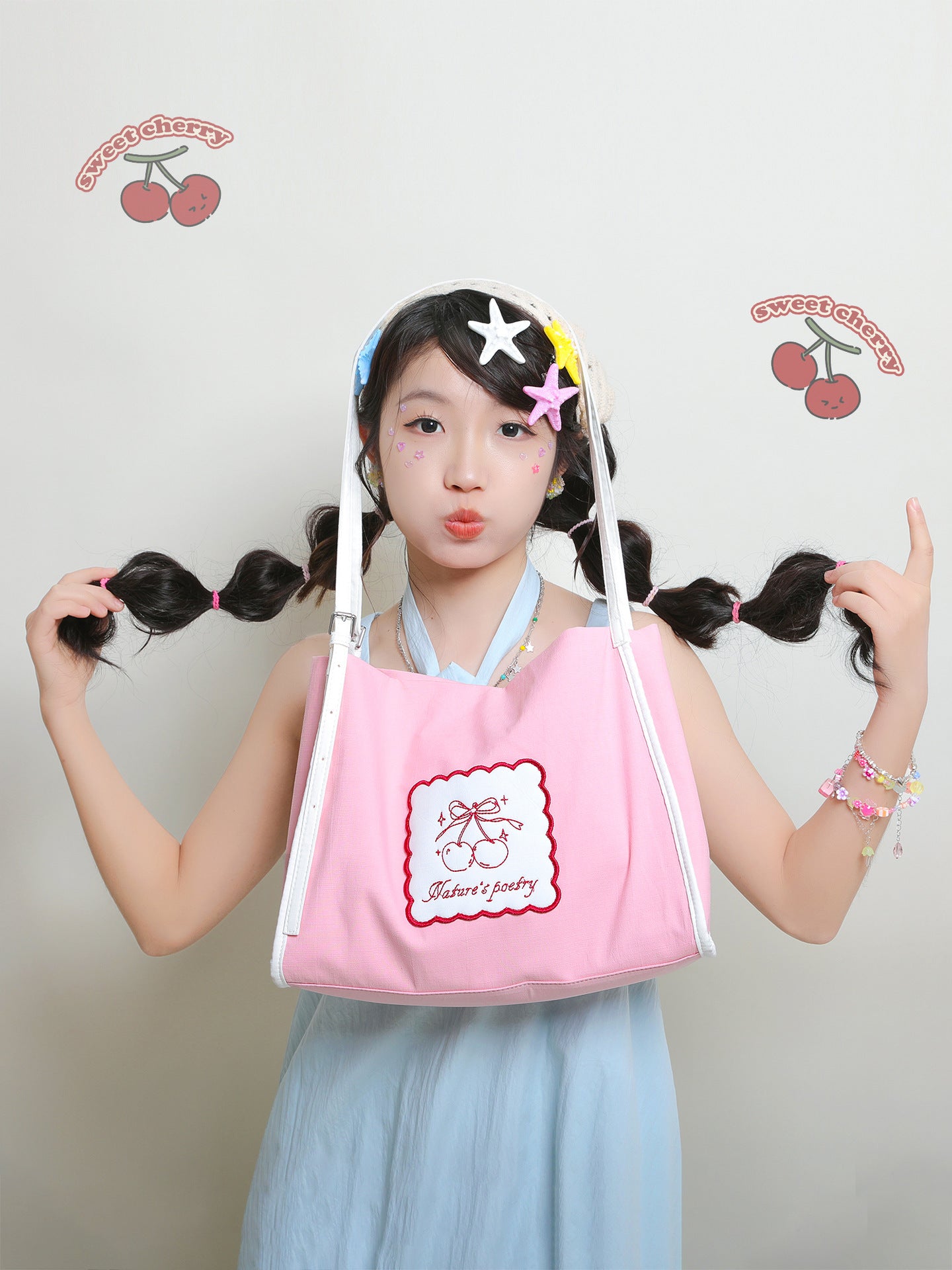 Canvas Korean Style Pink Fresh Large Capacity Totes Popular Women's Messenger Bag