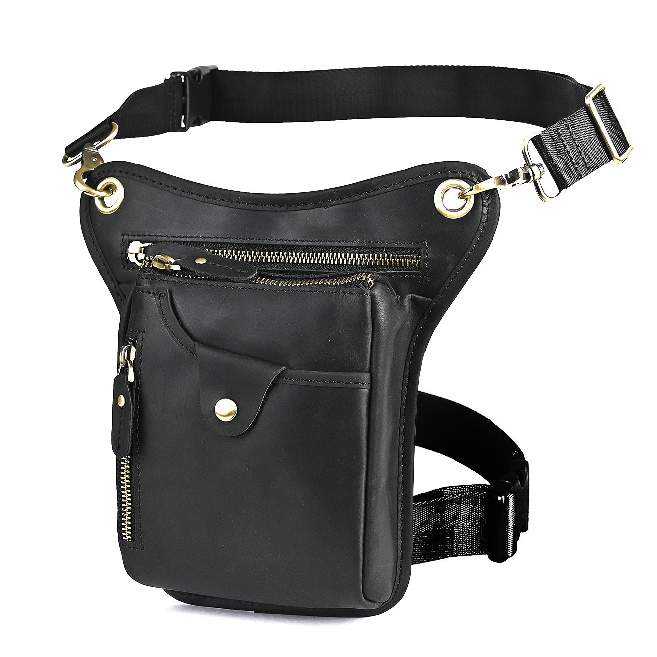 Men's Oil Waxed Leather Cowhide Retro Trendy Cool Mobile Bags
