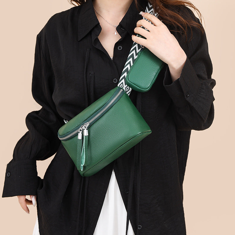 Women's Korean Style Niche Saddle First Layer Cowhide Fashion Bags
