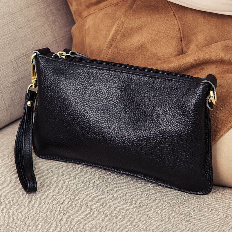Women's First Layer Cowhide Hand Holding Envelope Clutch Trendy Women's Leather Bag