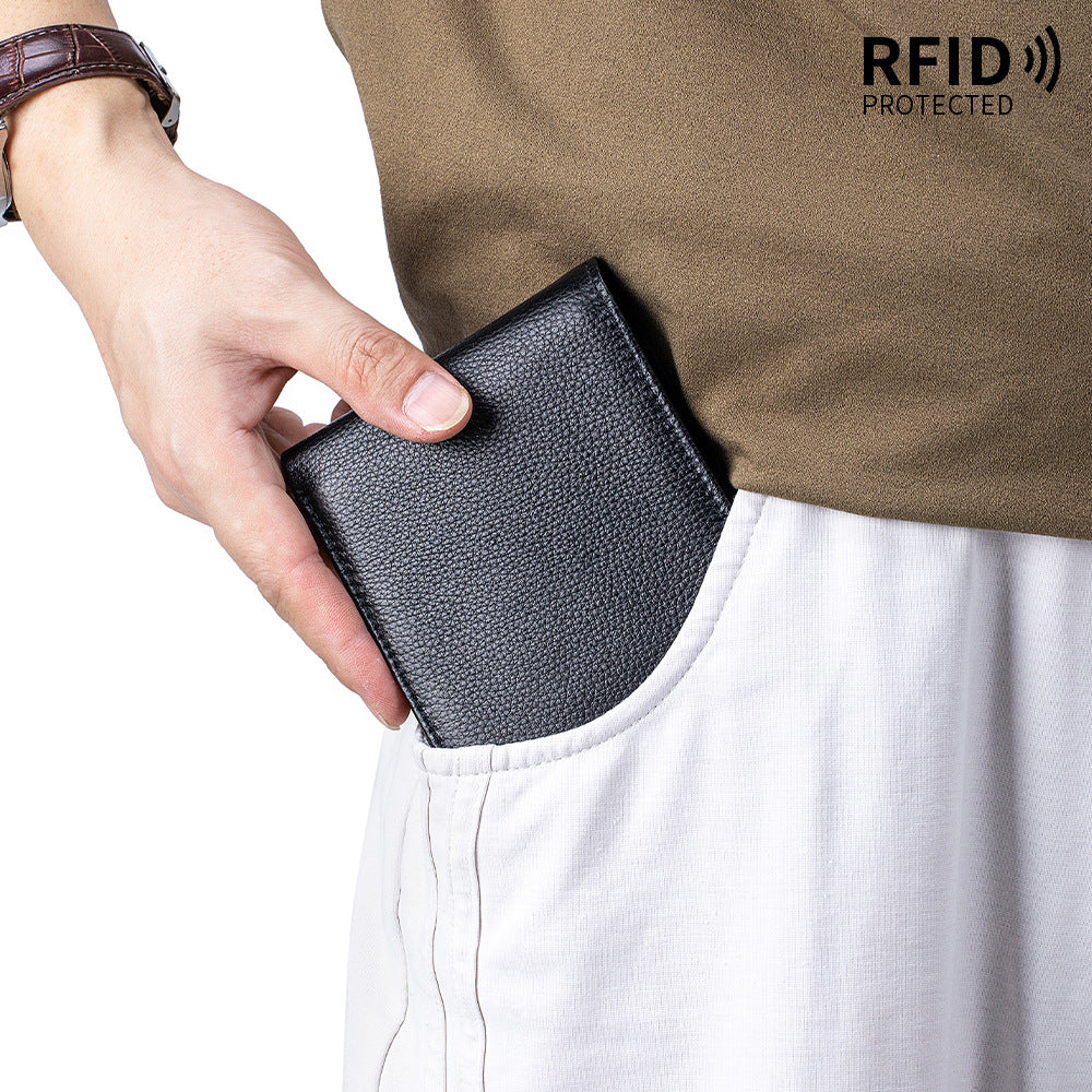 Men's Textured Short First Layer Cowhide Business Simple Leather Driving License Men's Wallet