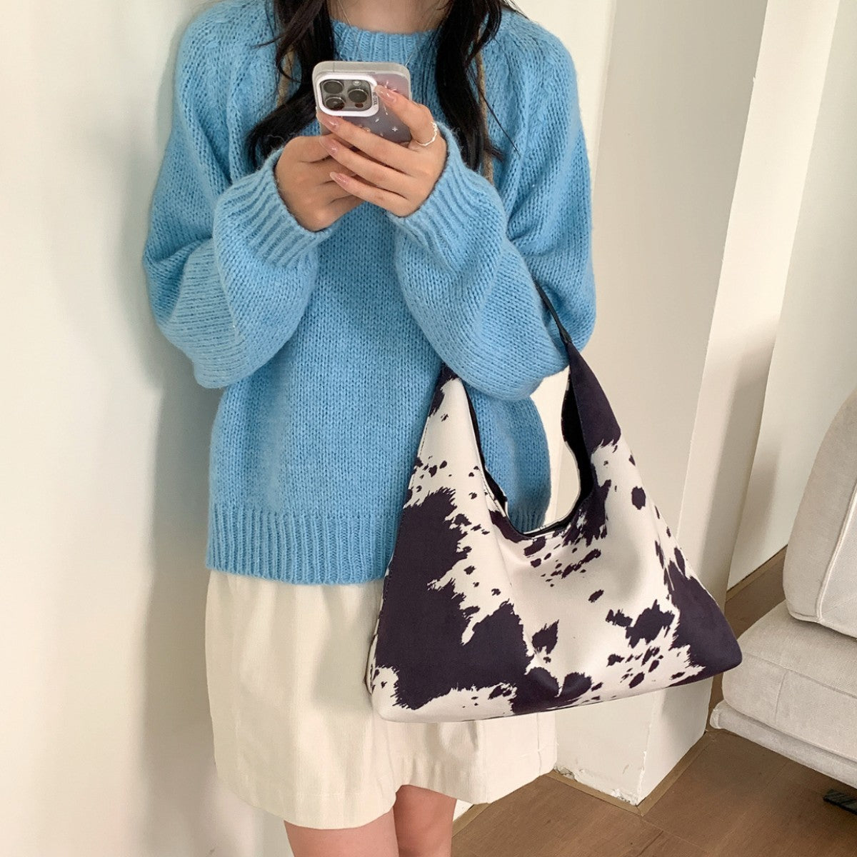 Cows Pattern Large Capacity Female Trend Daily Commuter Fashion Women's Shoulder Bag
