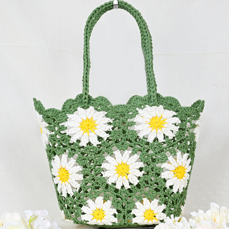 Women's Mini Oval Patchwork Hand-woven Crocheted Cotton Soft Women's Handbag