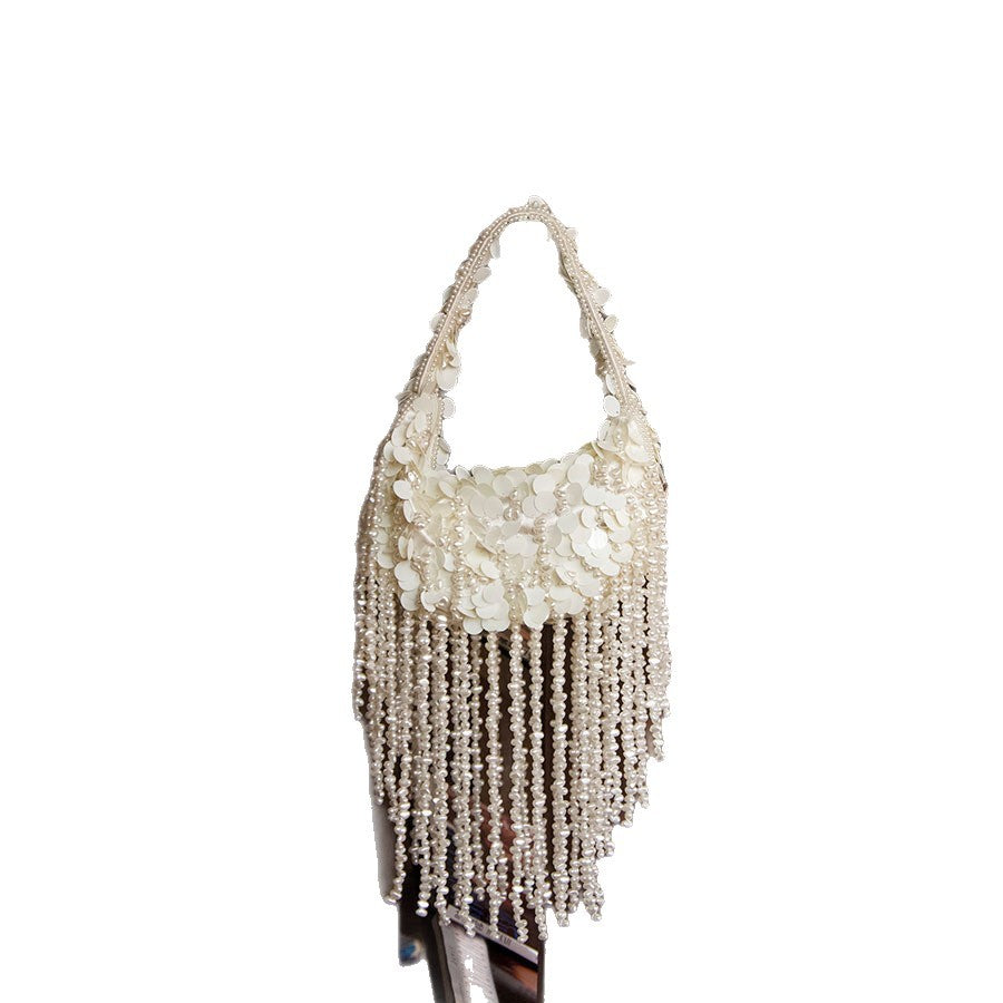 Texture Tassel Chain Underarm Beaded Sequined Women's Handbag