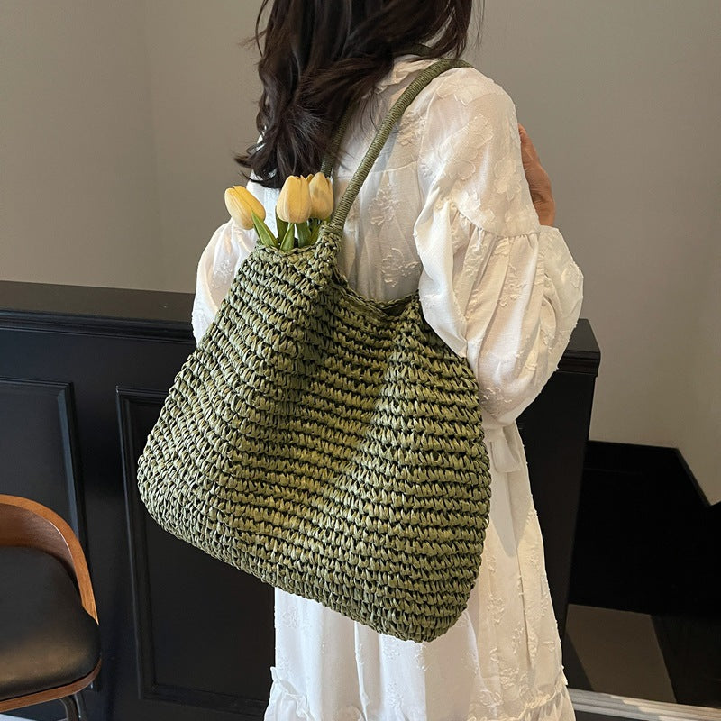 Women's Idle Style Large Capacity Straw Woven Tote Bags