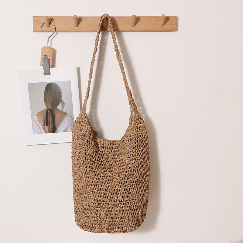 Fashion One Straw Lazy Hollow Woven Seaside Vacation Women's Shoulder Bag