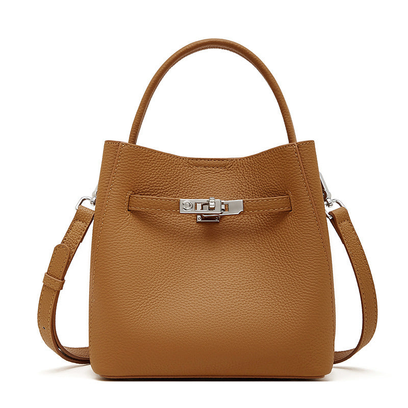 Women's First Layer Cowhide Vegetable Basket Leather Women's Shoulder Bag