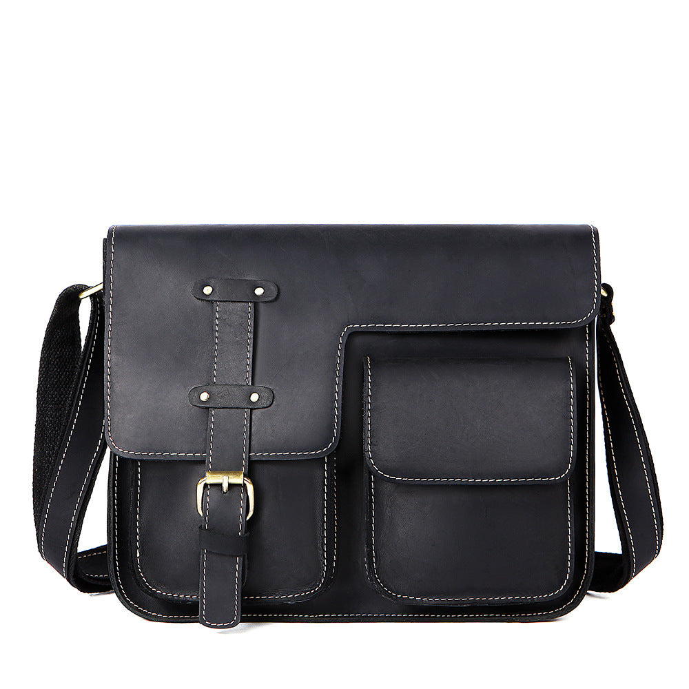 Men's Leather Fashion Crazy Horse First Layer Cowhide Men's Shoulder Bag
