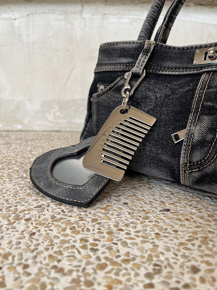 Women's Ge Wash Water Denim Punk Fashion Strap Jeans Single Bags