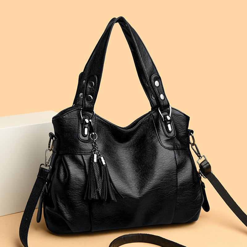 Women's Classic Washed Sheepskin Tassel Texture Good Women's Messenger Bag