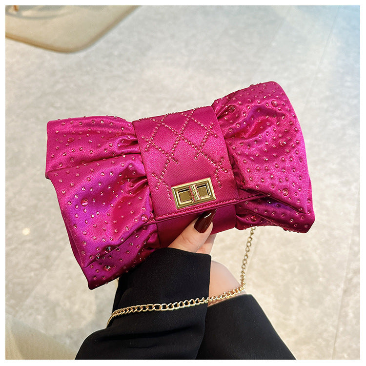Bow Full Diamond Light Luxury Banquet Clutch Dinner Bag