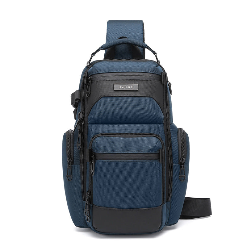 Men's High-grade Black Waterproof Lightweight Multifunctional Commute Leisure Men's Chest Bag