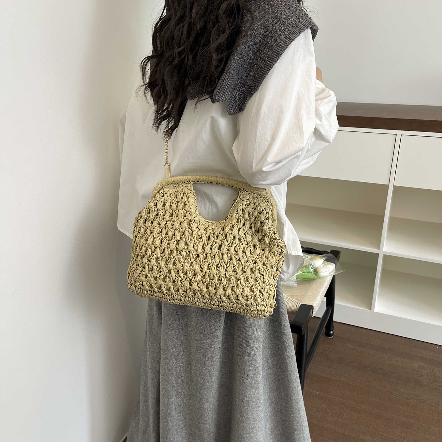 Women's Artistic Straw Fashion Woven Vacation Beach Small Square Bag