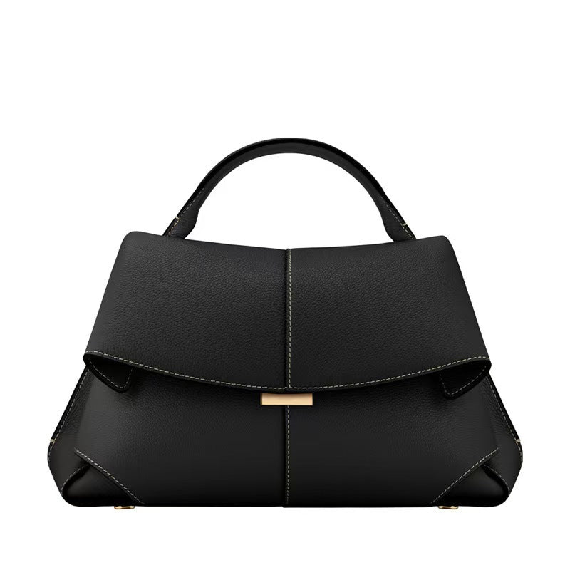 Women's Genuine Leather French Design Fashion Pleated Smile Women's Clutch