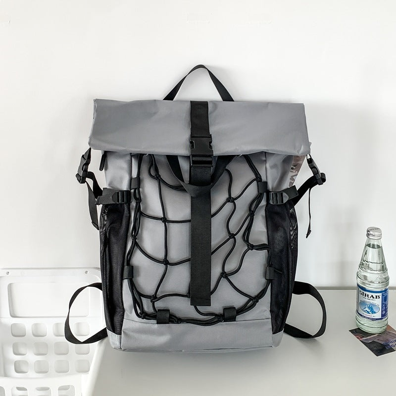 Men's Locomotive Style High Sense Tooling Trendy Riding Leisure Backpack