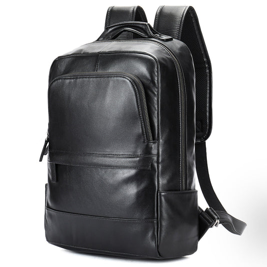 Men's Crazy Horse Leather Genuine Running Large Leisure Backpack
