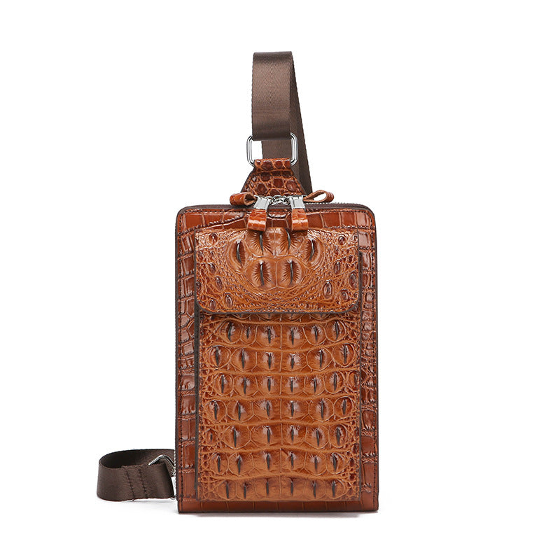 Men's Retro Fashion Crocodile Pattern Personality Multifunctional Shoulder Bags