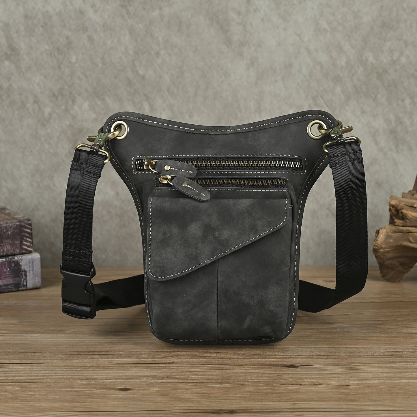 Men's First Layer Oil Waxed Leather Cowhide Trendy Bags