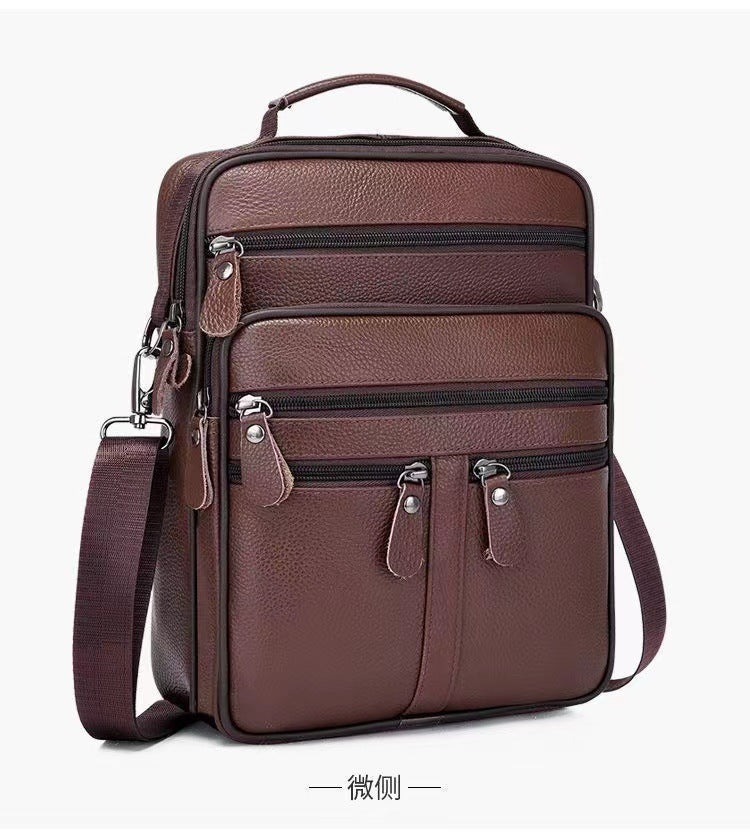 Men's Layer Cowhide Business Paper Portable Large Men's Tote