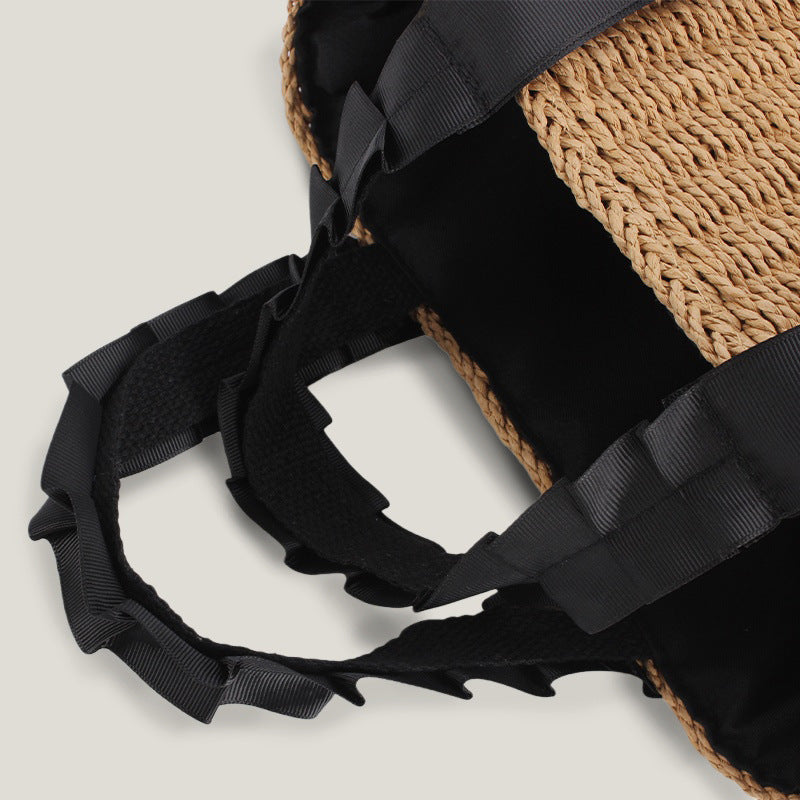 Women's Simple Hand-held Woven Ribbon Solid Color Bags