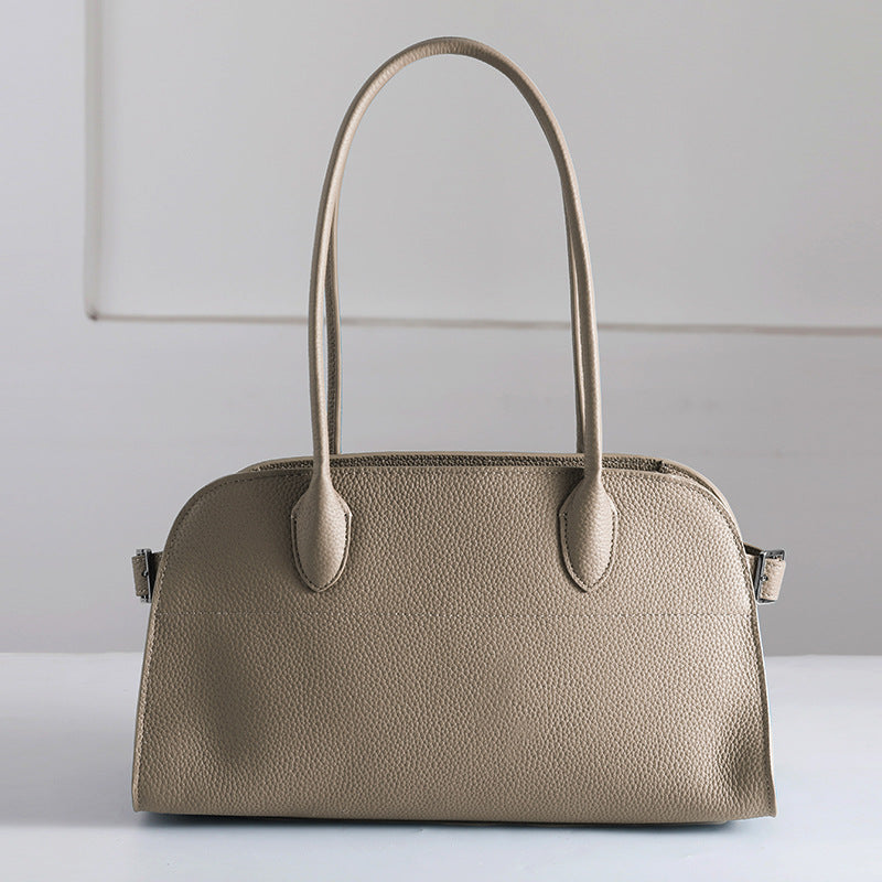 First Layer Cowhide Real Lychee Pattern Women's Handbag