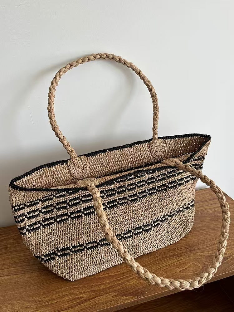 Raffia Hand-woven French Retro Portable Holiday Small Square Bags