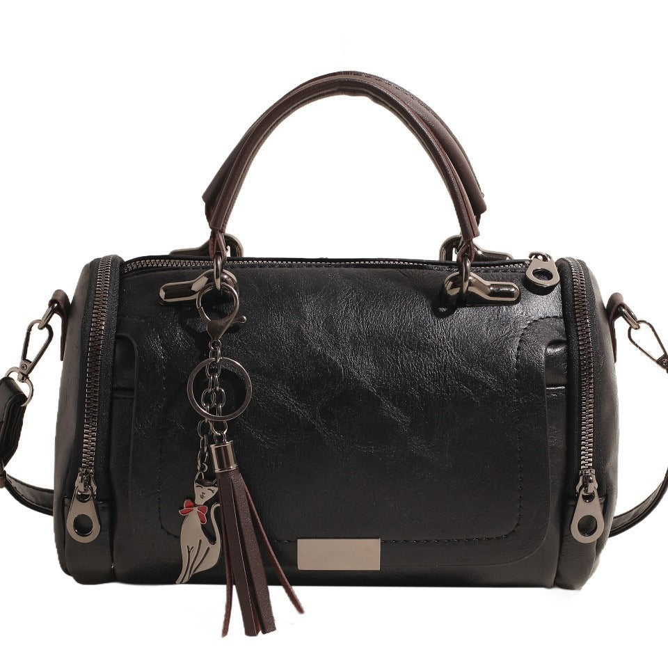 Women's Fashion Retro Large Capacity Soft Leather Boston Women's Shoulder Bag