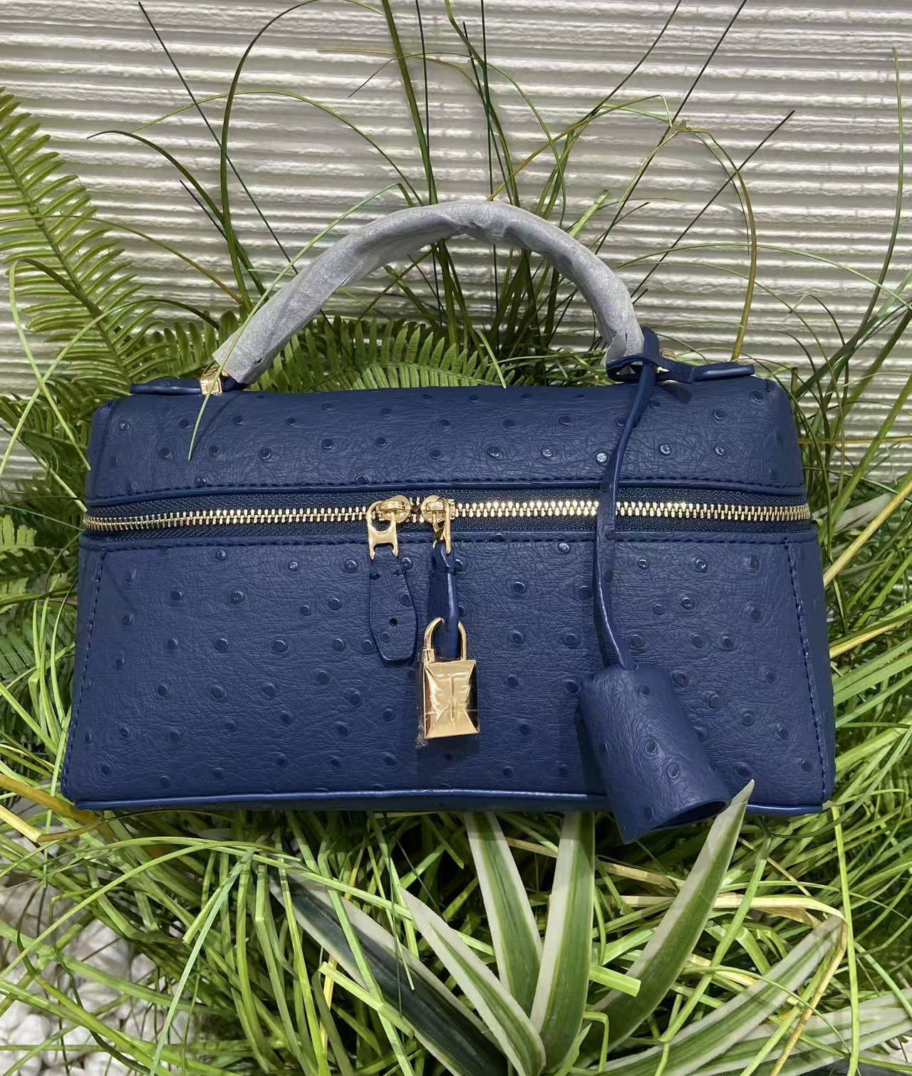 Women's Ostrich Grain Lunch Box Fashion Portable Women's Shoulder Bag