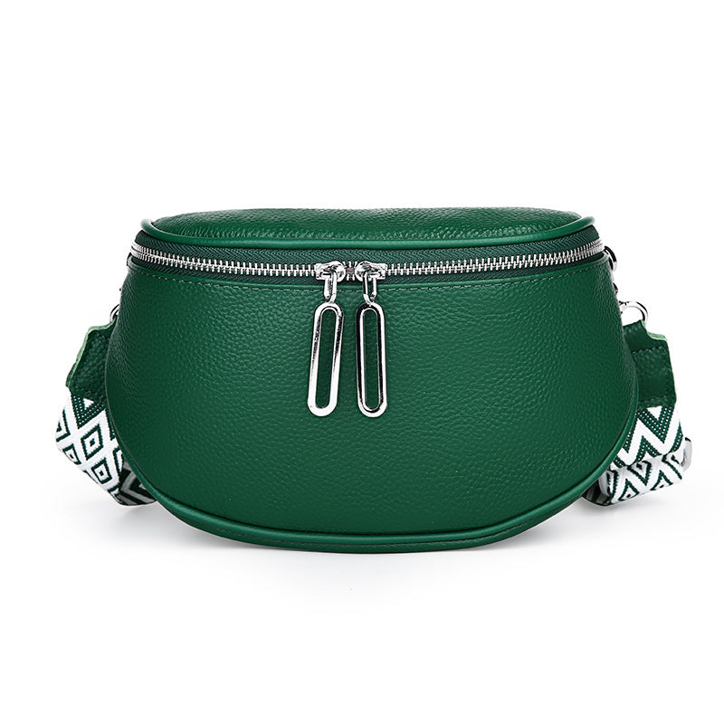 Women's Genuine Leather Saddle Fashion Simple Minority Women's Chest Bag, Fanny Pack